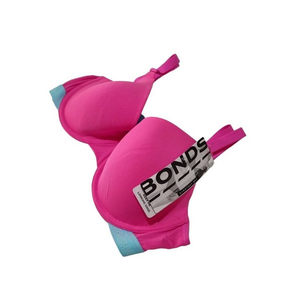 BONDS Pink & Blue Everyday T-Shirt Bra Underwire Padded Adjustable Size 14D - Picture 4 of 6
